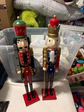 Wooden Christmas Nutcracker,15", SOLDIER IN RED & BLUE UNIFORM WITH STAFF,BOF,sp